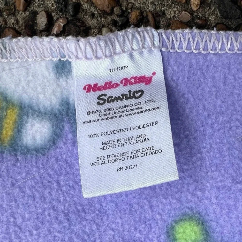 Sanrio Hello Kitty Purple Fleece Throw Blanket Lets Shop Shopping Print Y2K